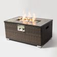 Outdoor Fire Table Propane Fire Pit Rattan Gas Fire Table, Gas Fire Table With Tile Tabletop - Brown on Sale