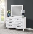 Marielle - 6-Drawer Dresser With Mirror - Distressed White Online Hot Sale