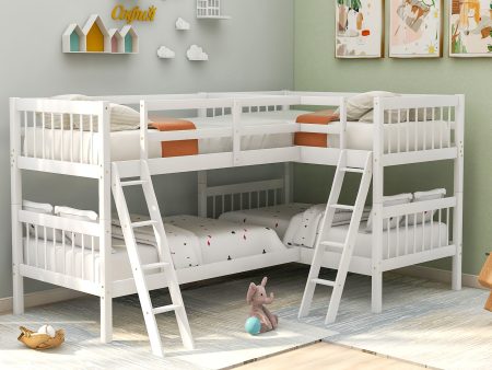 Twin L-Shaped Bunk Bed With Ladder - White Online Sale