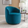 Velvet Fabric Swivel Accent Armchair Barrel Chair With Powder Coating Metal Ring Cheap