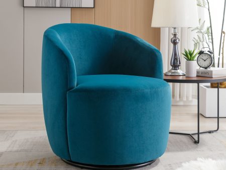 Velvet Fabric Swivel Accent Armchair Barrel Chair With Powder Coating Metal Ring Cheap