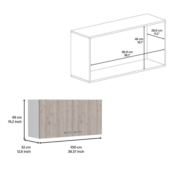 Wall Cabinet Two Doors, Two Internal Shelves - White   Light Gray Online Hot Sale