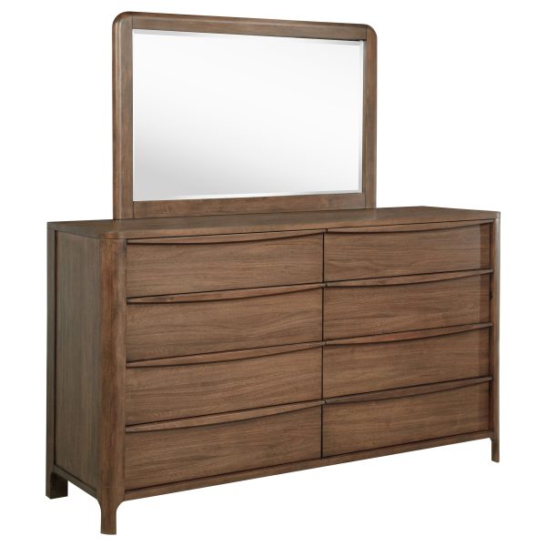 Maderia - 8-Drawer Dresser And Mirror - Walnut For Discount