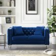 Wide Sofa With Jeweled Buttons Square Arm, 2 Pillows Online