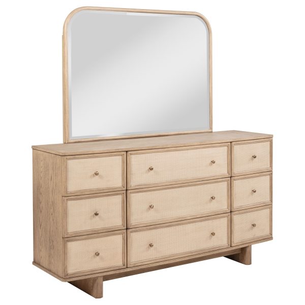 Kailani - 9-Drawer Dresser & Mirror - Beige Oak Cheap