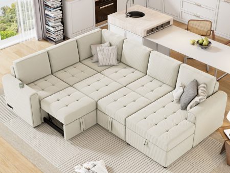 U-Shaped Sofa Sectional Sofa Pull-Out Sofa Bed With A Storage Chaise Lounge, Charging Devices For Living Room Online now