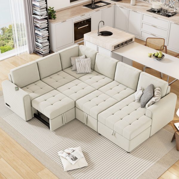 U-Shaped Sofa Sectional Sofa Pull-Out Sofa Bed With A Storage Chaise Lounge, Charging Devices For Living Room Online now