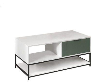 Watson - Wood Coffee Table Steel Frame With Shelves And Drawer on Sale