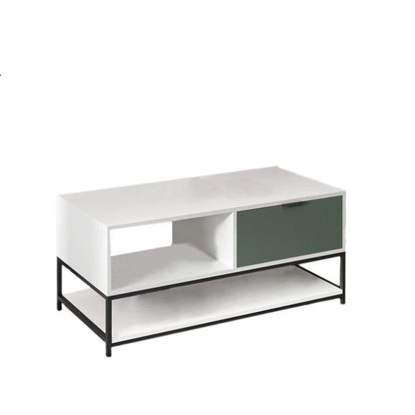 Watson - Wood Coffee Table Steel Frame With Shelves And Drawer on Sale