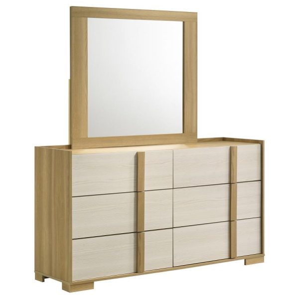 Hyland - 6-Drawer Dresser With Mirror - Natural Online now