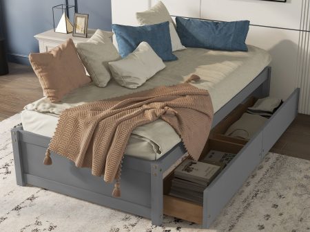 Twin Bed With 2 Drawers, No Box Spring Needed - Gray Online