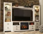 Willowton - Whitewash - Entertainment Center - TV Stand With Faux Firebrick Fireplace Insert For Discount