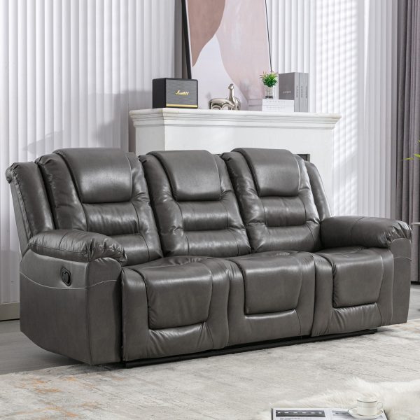 3 Seater Home Theater Recliner Manual Recliner Chair With Two Built-In Cup Holders For Living Room Online