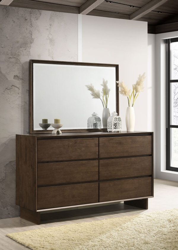 Glenwood - 6-Drawer Dresser And Mirror - Warm Brown For Discount