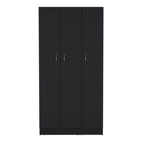 Wardrobe Armoire With 3 Doors And 2 Inner Drawers, 3 Doors - Black Hot on Sale