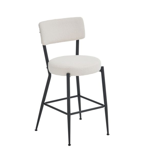 Modern Teddy Fabric Upholstered Bar Stools - Black Legs Discount