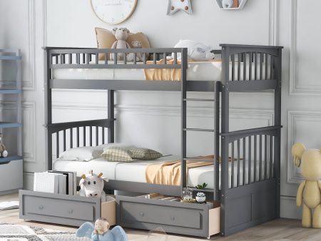 Twin Over Twin Bunk Bed With Drawers, Convertible Beds Online