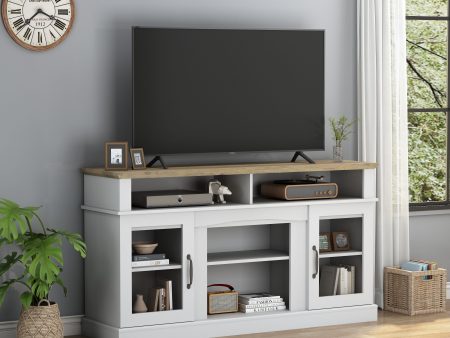 TV Stand With Storage Cabinet And Shelves, TV Console Table Entertainment Center For Living Room, Bedroom - White For Sale