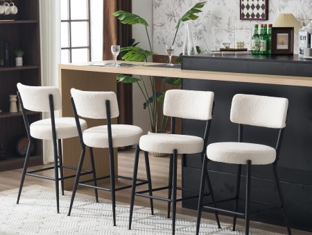 Modern Teddy Fabric Upholstered Bar Stools - Black Legs Discount