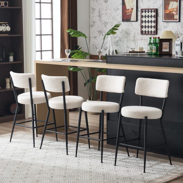 Modern Teddy Fabric Upholstered Bar Stools - Black Legs Discount