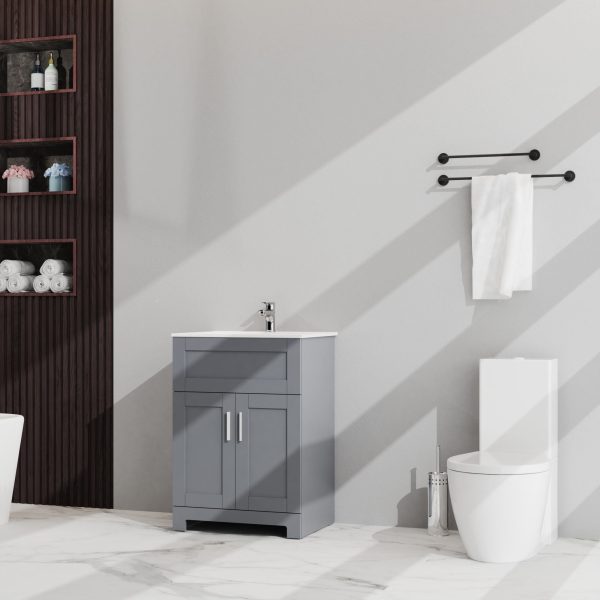 Bathroom Sink Vanity Laundry Utility Cabinet - Gray Online Sale