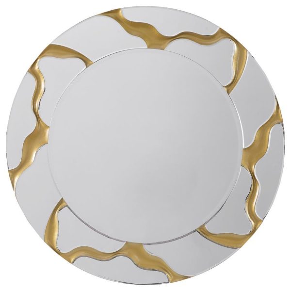 Dorinda - Round Kintsugi Style Wall Mirror - Gold Online Hot Sale