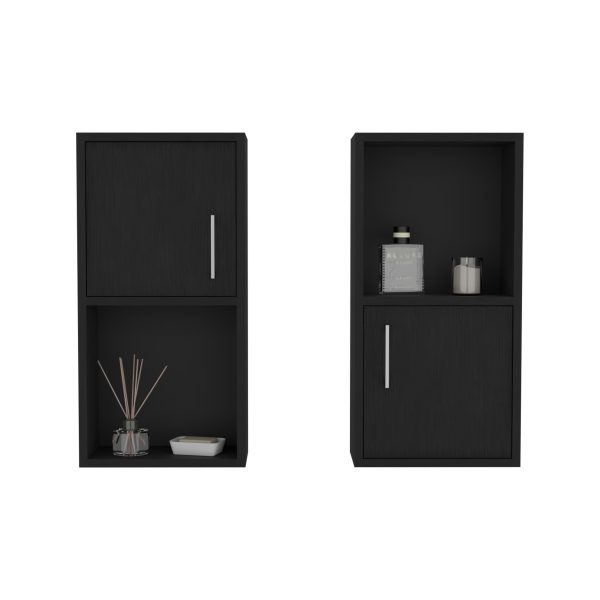 Wall Mounted Bathroom Medicine Cabinet Eak Two Doors, Two Shelves - Black For Discount