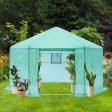 Walk-in Greenhouse Hexagonal Upgrade Reinforced Frame Heavy Duty Plastic Greenhouse Reinforced Thickened Waterproof Insulation (13.1*8.6 ft) - Green Online