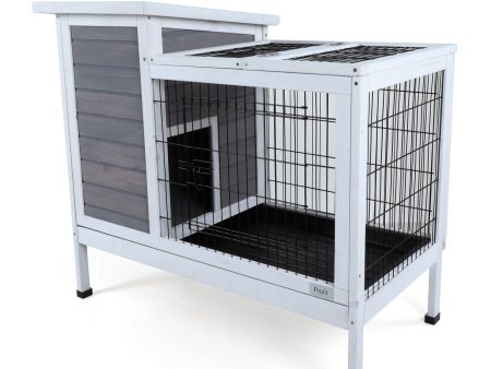 Two Tier Wooden Indoor   Outdoor Rabbit Cage For Small Animals With Runway And Leak-Proof Plastic Tray Hot on Sale