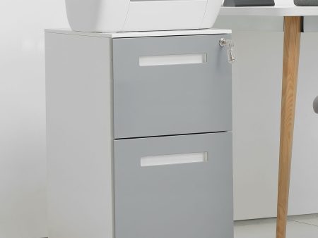 3 Drawer Mobile Locking File Cabinet, Rolling Filing Cabinet For Letter   A4 Size With 5 Wheels - Gray For Sale