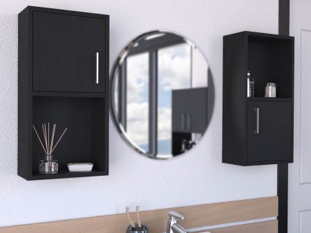 Wall Mounted Bathroom Medicine Cabinet Eak Two Doors, Two Shelves - Black For Discount