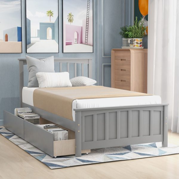 Twin Size Platform Bed With Two Drawers Online now