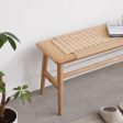 Woven Design Dining Bench For Dining Room, Bedroom - Natural Oak For Cheap