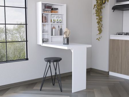 Wall Foldable Table With Multiple Shelves - White Online