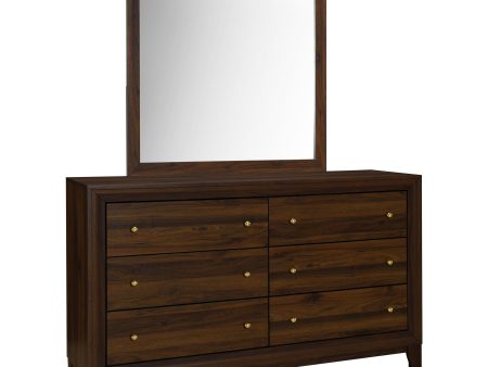 Welsley - 6-Drawer Dresser And Mirror - Walnut Hot on Sale