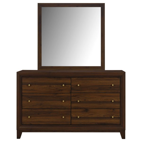 Welsley - 6-Drawer Dresser And Mirror - Walnut Hot on Sale