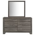 Wright - 6-Drawer Dresser And Mirror - Brown Oak For Discount