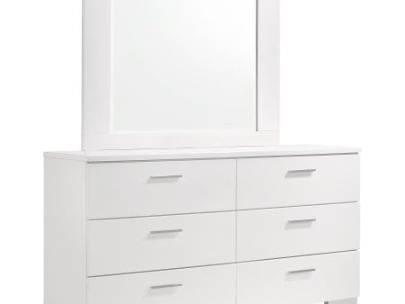 Felicity - 6-Drawer Wood Dresser With Mirror - White High Gloss Online Hot Sale