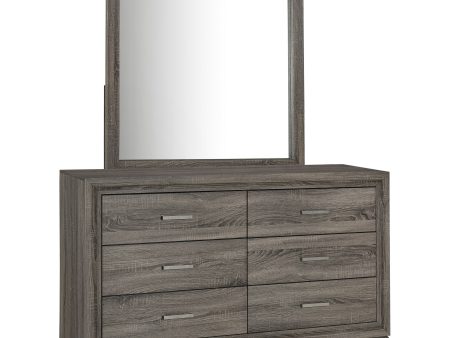 Wright - 6-Drawer Dresser And Mirror - Brown Oak For Discount